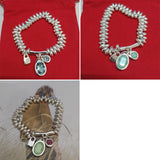 Electroplating 925 Silver Leaves Colorful Crystals Bracelet