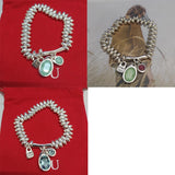 European American Electroplating 925 Silver Leaves Crystals Bracelet