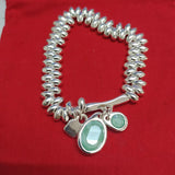 Electroplating 925 Silver Leaves Colorful Crystals Bracelet