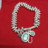 Electroplating 925 Silver Leaves Crystal Bracelet