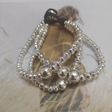 European American Electroplating Silver Chains Beads Bracelet