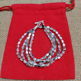 Unique 925 Silver Four Chains Charm Bracelet Jewelry