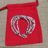 Unique 925 Silver Four Chains Charm Bracelet Jewelry