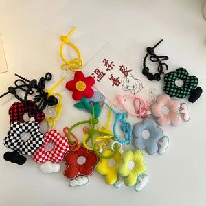 Fabric Flower Keychain Backpack Pendant
