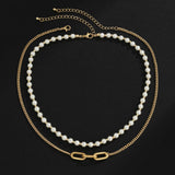 Geometric Pearl Necklace Hip Hop Style Men Women Jewelry Gift