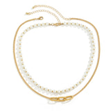 Geometric Pearl Necklace Hip Hop Style Men Women Jewelry Gift