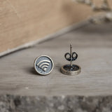Geometric Wifi Shape 925 Silver Stud Earrings