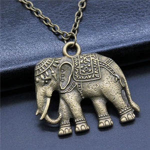Elephant Pendant Necklace Vintage Jewelry Men's Women's Long Chain