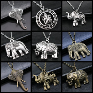 Elephant Pendant Necklace Vintage Jewelry Men's Women's Long Chain