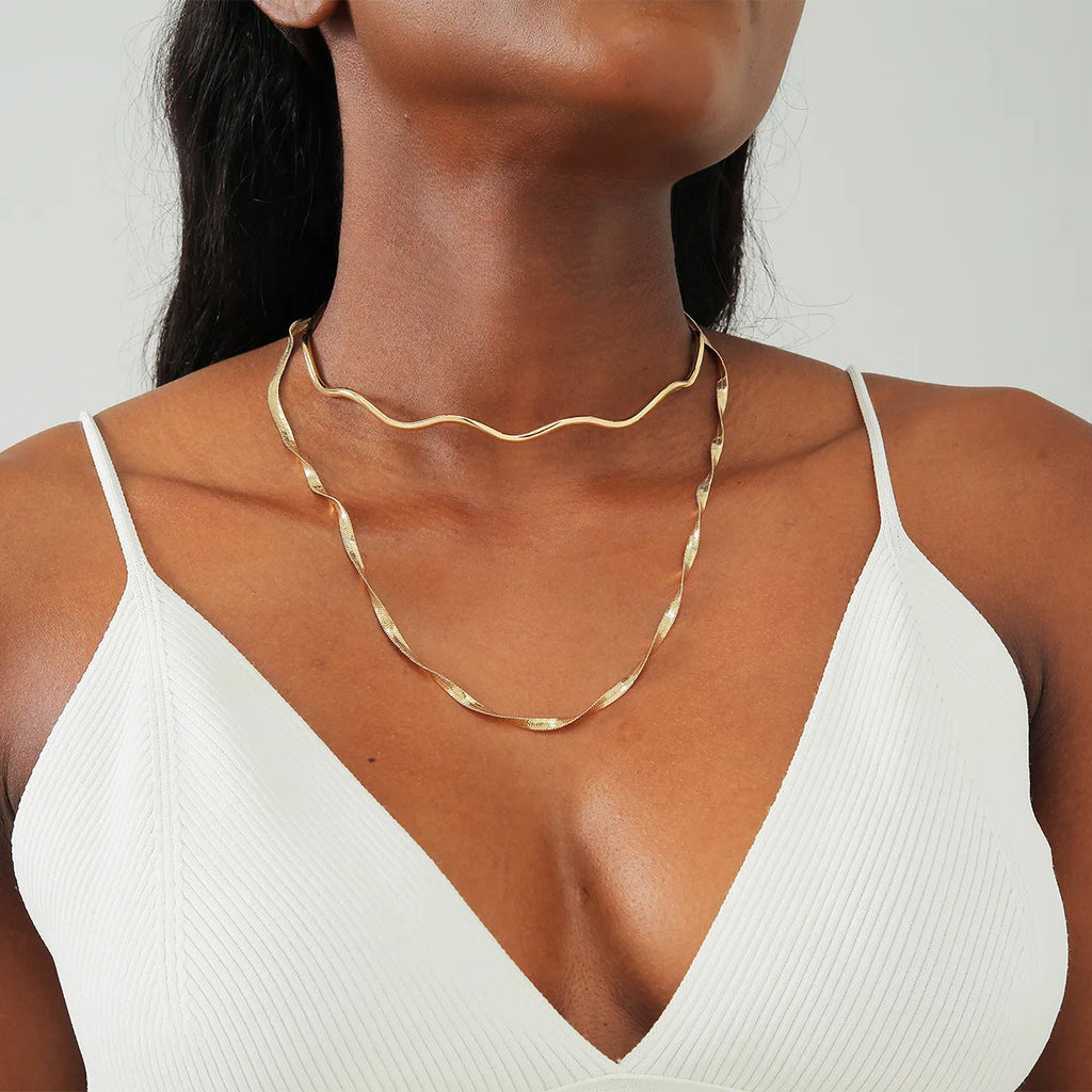 Metal Weave Choker Necklace for Women Hollow Statement Jewelry