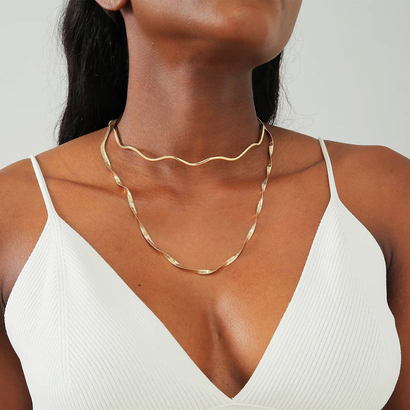 Metal Weave Choker Necklace for Women Hollow Statement Jewelry