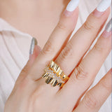 Geometric CZ Ring for Women Natural Stone Finger Ring Vintage Jewelry