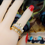 Geometric CZ Ring for Women Natural Stone Finger Ring Vintage Jewelry