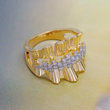 Geometric CZ Ring for Women Natural Stone Finger Ring Vintage Jewelry