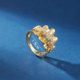 Geometric CZ Ring for Women Natural Stone Finger Ring Vintage Jewelry