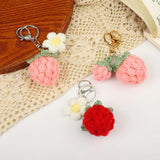Knitted Strawberry Keychain Fruit Key Ring Pendant Car Bag Charm Gift