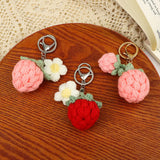 Knitted Strawberry Keychain Fruit Key Ring Pendant Car Bag Charm Gift
