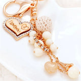 Heart Keychain Bag Charm Love Beads Keyring