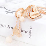 Heart Keychain Bag Charm Love Beads Keyring