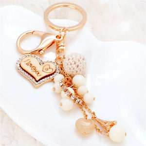 Heart Keychain Bag Charm Love Beads Keyring
