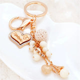 Heart Keychain Bag Charm Love Beads Keyring