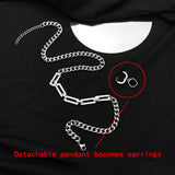 Hip-hop Tide Square Earrings and Pendant Necklace Set