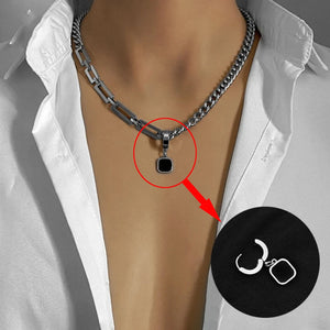Hip-hop Tide Square Earrings and Pendant Necklace Set