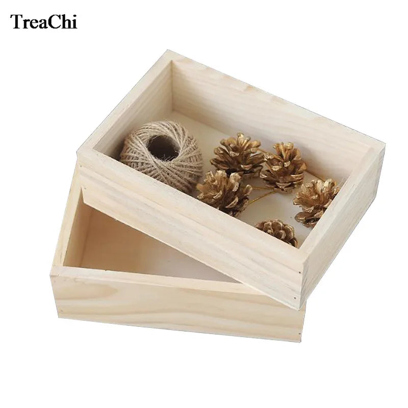 Wood Storage Box Desktop Organizer for Succulents and Cosmetics