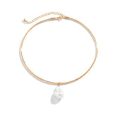 Pearl Pendant Choker Necklace Women Punk Steampunk