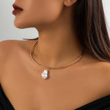 Pearl Pendant Choker Necklace Women Punk Steampunk