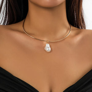 Pearl Pendant Choker Necklace Women Punk Steampunk
