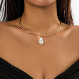 Pearl Pendant Choker Necklace Women Punk Steampunk