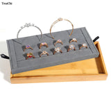 Bamboo Wood Jewelry Display Stand Earrings Ring Bracelet Organizer