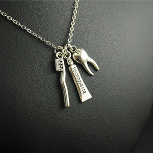 Dental Hygienist Necklace Tooth Pendant Charm Link Chain Colar