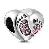 925 Silver Love Charm Bracelet with Diamond Inlaid Baby Footprint