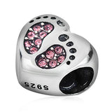 925 Silver Love Charm Bracelet with Diamond Inlaid Baby Footprint