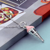 Ice Cream Pendant Chokers Necklace 925 Sterling Silver 16''-20'' O-Chain