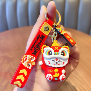 Tiger Lucky Cat Keychain Acrylic Pendant Bag Lanyard Ornament