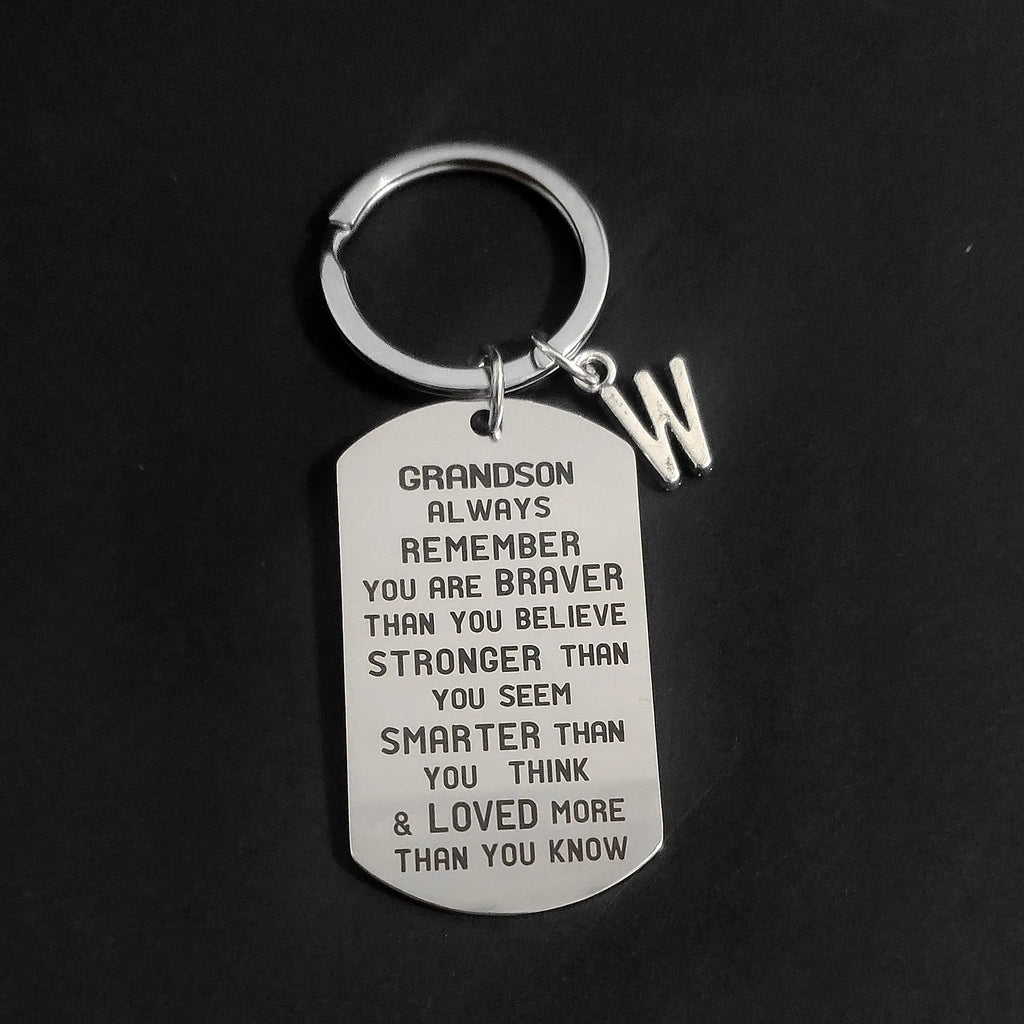 Thanksgiving Keychain Grandson Military Tags Gift Stainless Steel