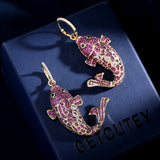 Koi Goldfish Earrings Micro Pave Cubic Zirconia Jewelry