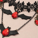 Red Lace Bat Halloween Choker Necklace for Women Girls