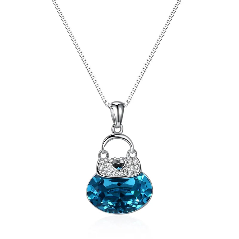 Frog Pendant Necklace 925 Silver Heart Bag Lady Party Necklaces