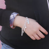 Lady Ornaments Love Bracelet 925 Silver Tennis Racket Charm Bangle