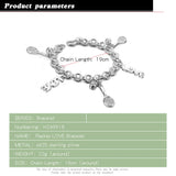 Lady Ornaments Love Bracelet 925 Silver Tennis Racket Charm Bangle