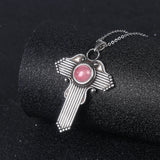 Large T Pendant Necklace with Rhodochrosite 925 Silver Tiger Eye Jewelry
