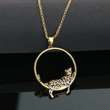 Leopard Earrings Necklace Set Enamel Vintage Animal Jewelry