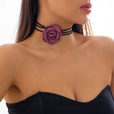 DIY Floral Velvet Choker Rose Necklace for Women