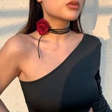 DIY Floral Velvet Choker Rose Necklace for Women