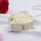Metal Style Rose Jewelry Box Heart-Shaped Gift Storage Box