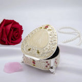 Metal Style Rose Jewelry Box Heart-Shaped Gift Storage Box